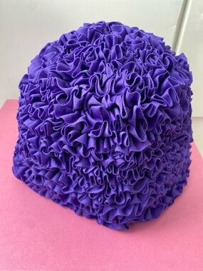 Purple Ruffle Swim Cap